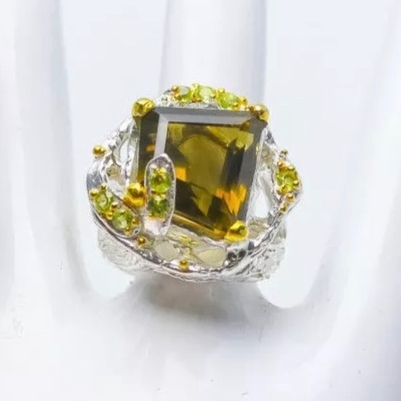 925 STERLING SILVER & LEMON QUARTZ GEMSTONE RING - Picture 4 of 15